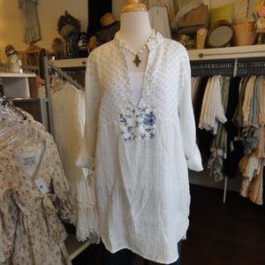 CP Shades patchwork linen tunic size M